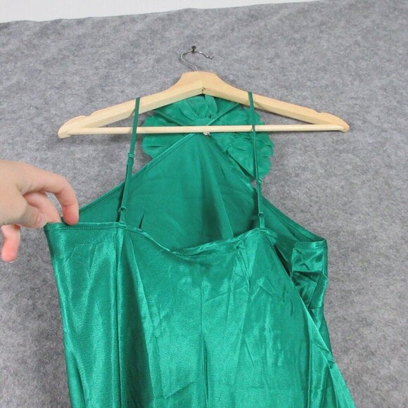 J.Crew Slip Maxi Dress Luster Crepe Elegant Collection 4 Festive Satin Green 280 - Picture 8 of 14